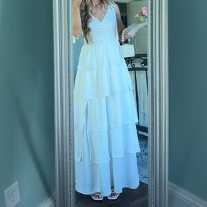 Altar'd State White Tiered Sundress V-Neck Wedding